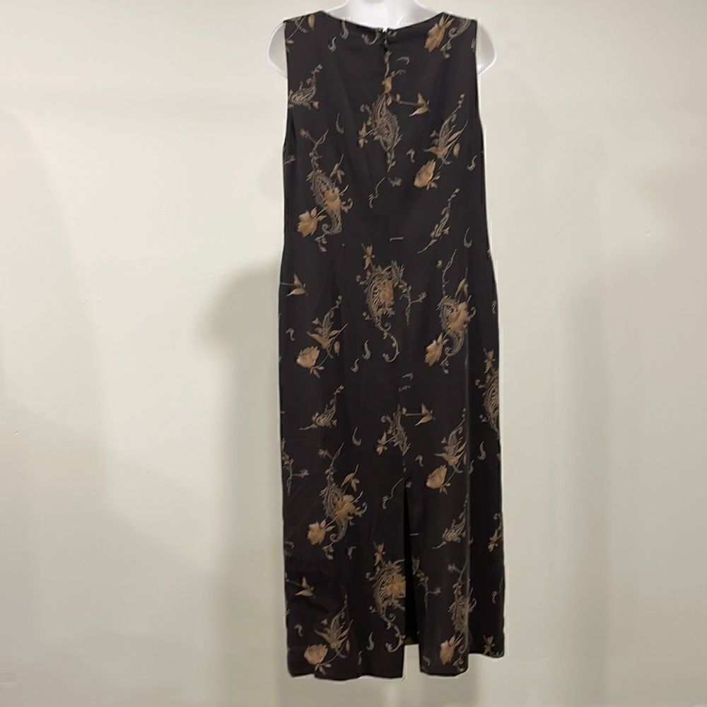 NWOT. Petite Sophisticate brown floral dress. Size 12 L 100% silk lining. - Picture 7 of 9